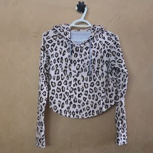 Cropped Leopard Print Hoodie